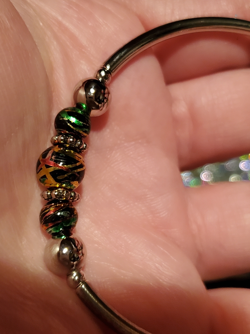 Multicolor Beaded Sterling Silver Bracelet